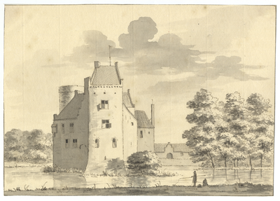 201914 Gezicht op het kasteel Sterkenburg te Driebergen uit het noordwesten.N.B. De gemeenten Driebergen en Rijsenburg ...